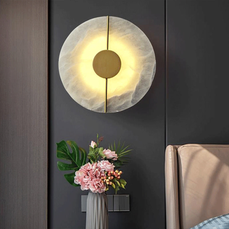 Golden Contemporary Single Bathroom Vanity Light Round LED Bath Bar