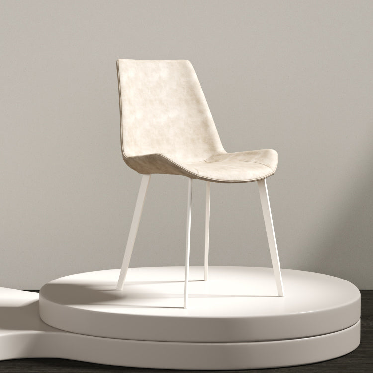 White Leg Contemporary Upholstered Armless Dining Room Chair for Home