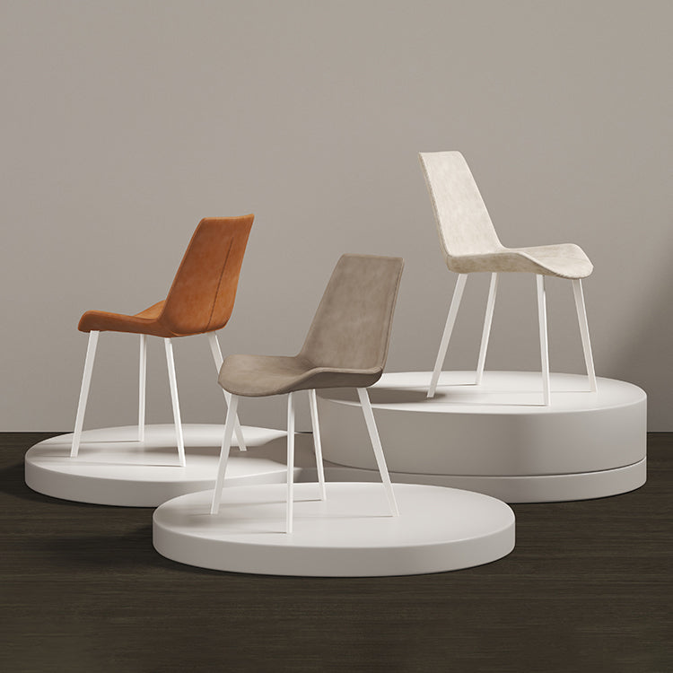 White Leg Contemporary Upholstered Armless Dining Room Chair for Home