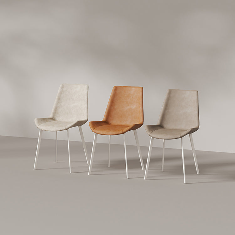 White Leg Contemporary Upholstered Armless Dining Room Chair for Home