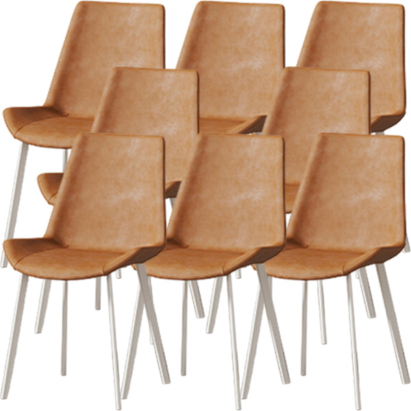 White Leg Contemporary Upholstered Armless Dining Room Chair for Home