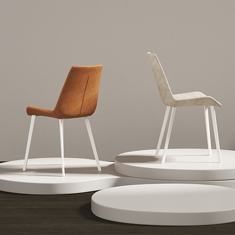 White Leg Contemporary Upholstered Armless Dining Room Chair for Home