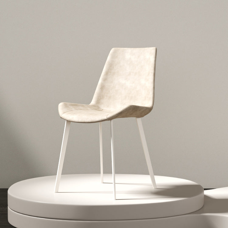 White Leg Contemporary Upholstered Armless Dining Room Chair for Home