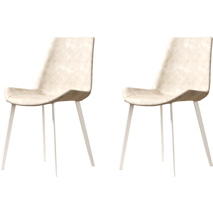 White Leg Contemporary Upholstered Armless Dining Room Chair for Home