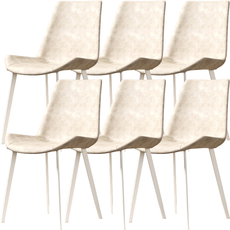 White Leg Contemporary Upholstered Armless Dining Room Chair for Home