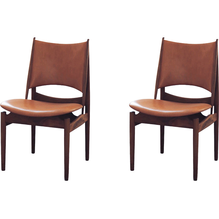 Contemporary Solid Wood and Faux Leather Armless Dining Chairs