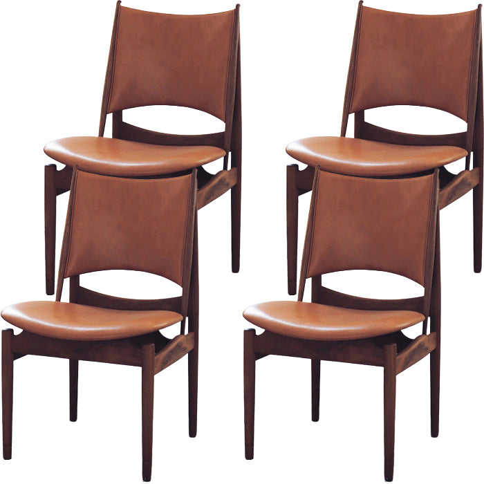 Contemporary Solid Wood and Faux Leather Armless Dining Chairs