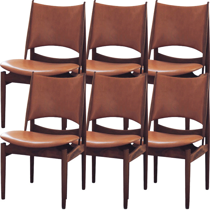 Contemporary Solid Wood and Faux Leather Armless Dining Chairs