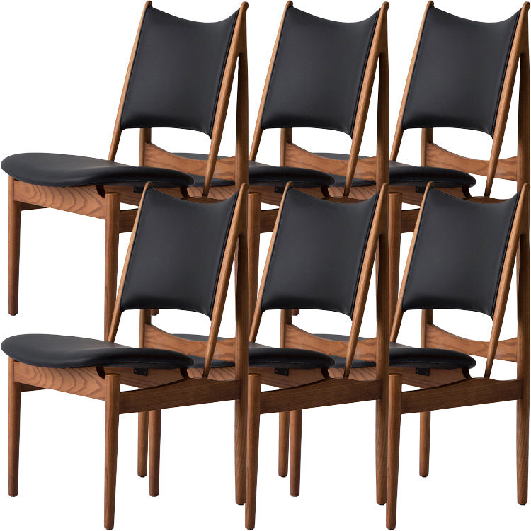 Contemporary Solid Wood and Faux Leather Armless Dining Chairs