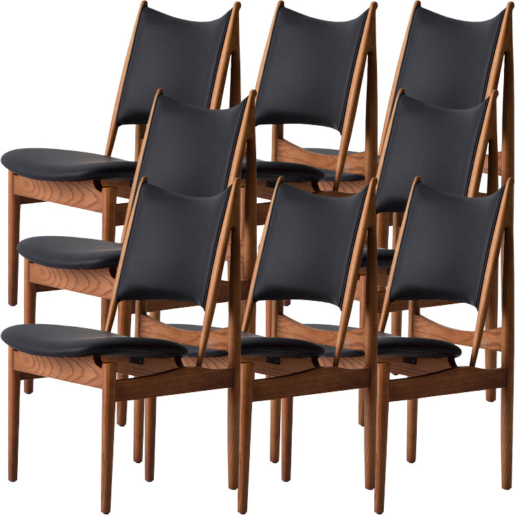 Contemporary Solid Wood and Faux Leather Armless Dining Chairs