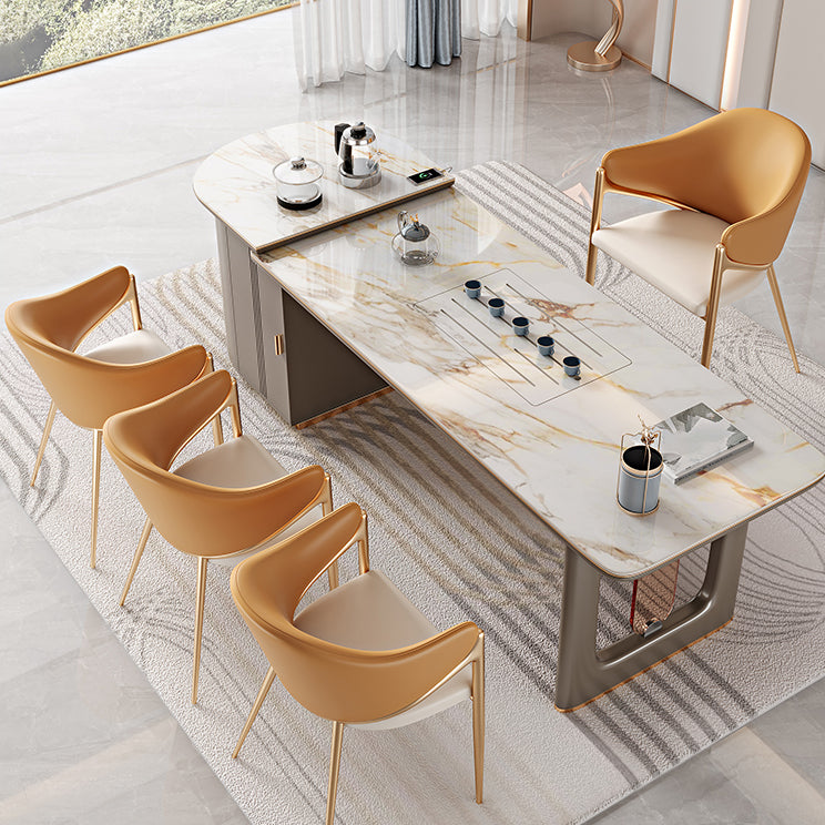 Contemporary Metal and Upholstered Dining Room Chair for Kitchen