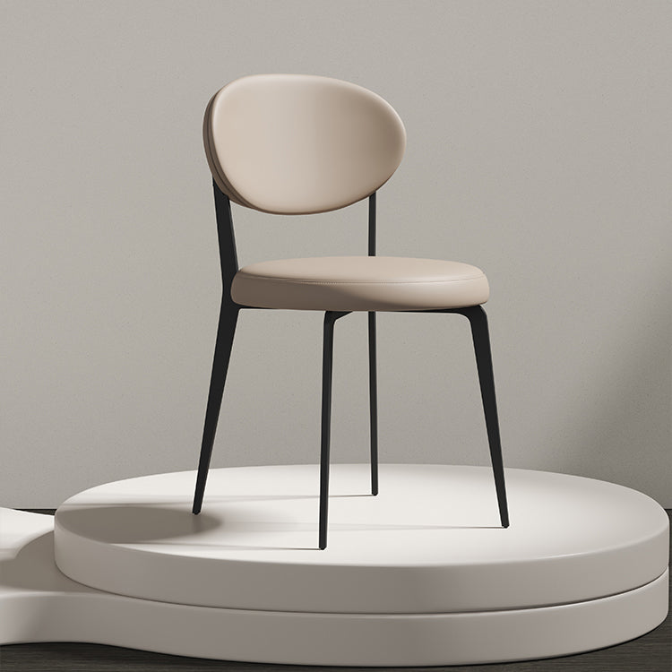 Faux Leather and Metal Industrial Open Back Armless Dining Chairs