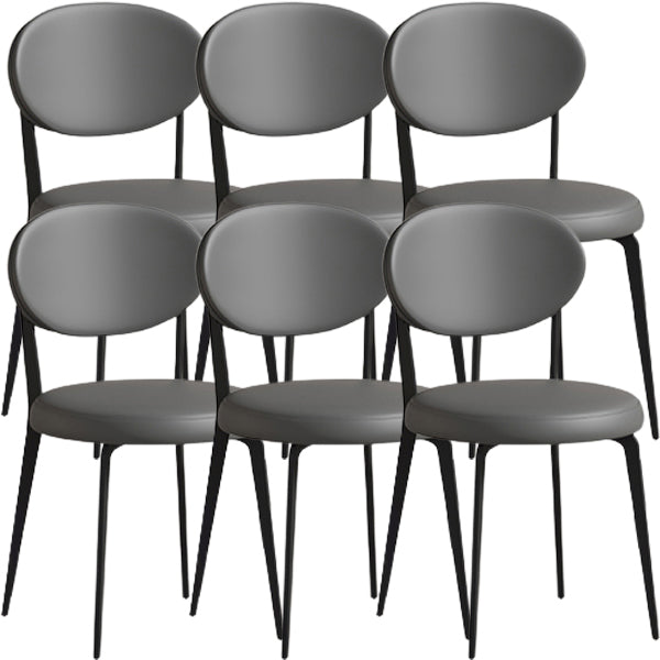 Faux Leather and Metal Industrial Open Back Armless Dining Chairs