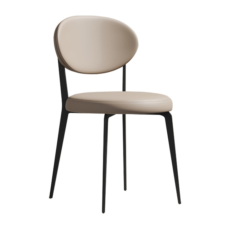 Faux Leather and Metal Industrial Open Back Armless Dining Chairs