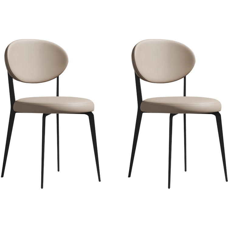 Faux Leather and Metal Industrial Open Back Armless Dining Chairs