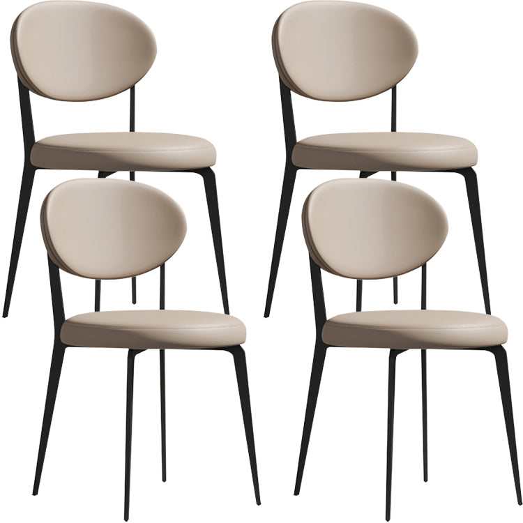 Faux Leather and Metal Industrial Open Back Armless Dining Chairs