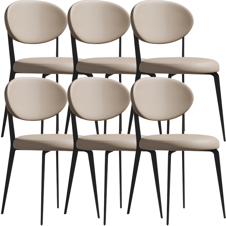 Faux Leather and Metal Industrial Open Back Armless Dining Chairs