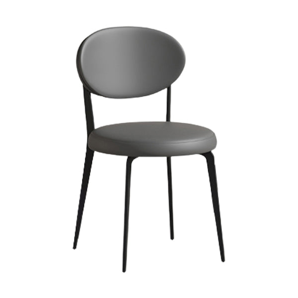 Faux Leather and Metal Industrial Open Back Armless Dining Chairs