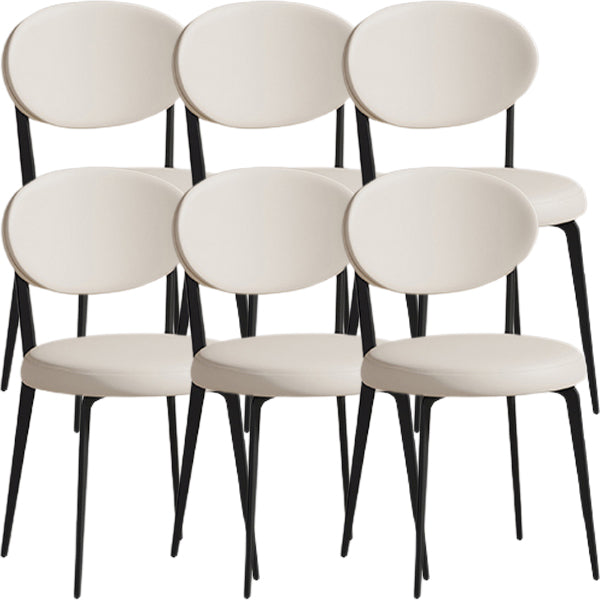 Faux Leather and Metal Industrial Open Back Armless Dining Chairs
