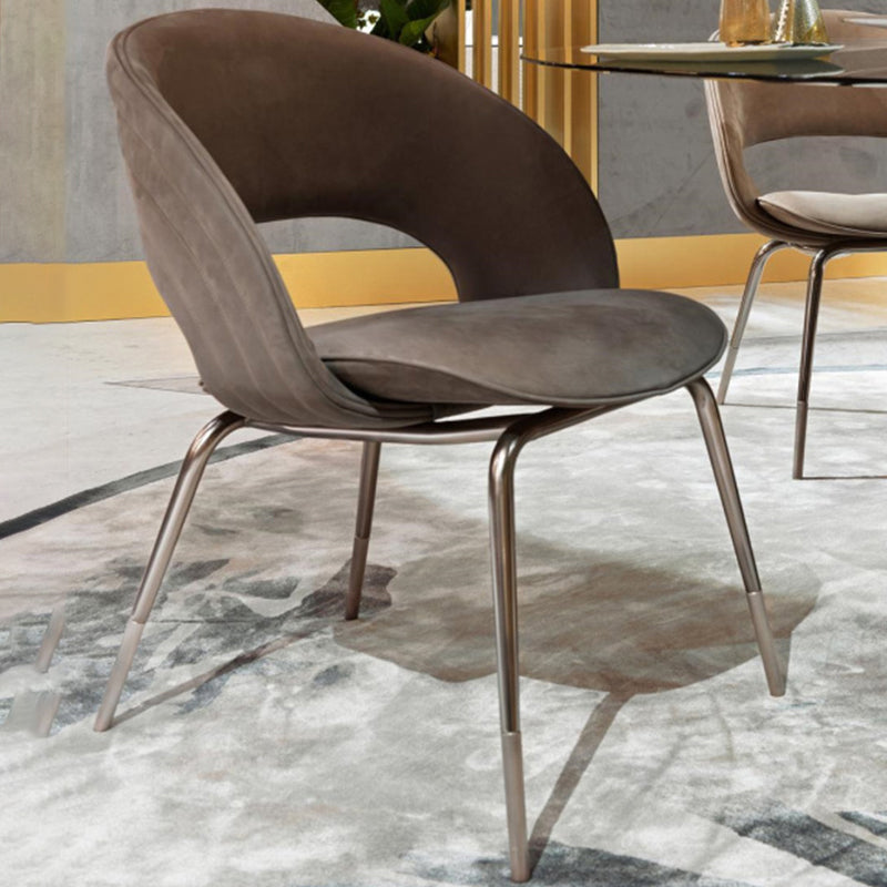 Contemporary Metal and Upholstered Open Back Dining Side Chair