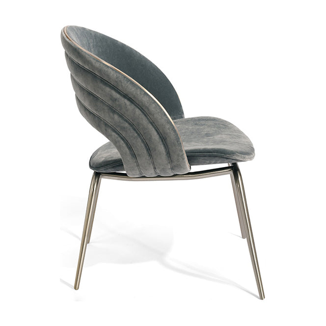 Contemporary Metal and Upholstered Open Back Dining Side Chair
