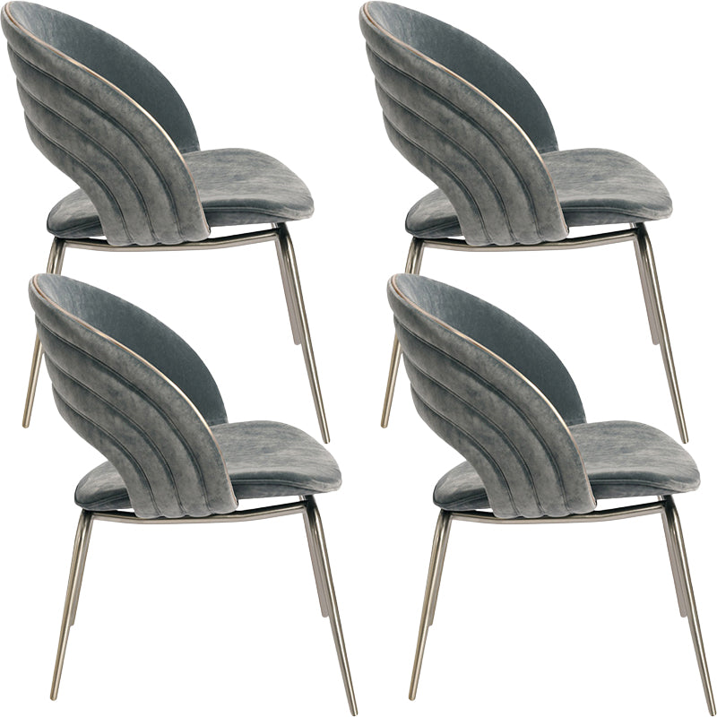 Contemporary Metal and Upholstered Open Back Dining Side Chair