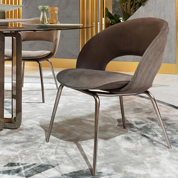 Contemporary Metal and Upholstered Open Back Dining Side Chair