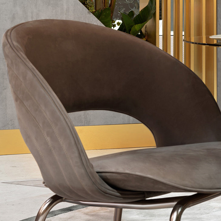 Contemporary Metal and Upholstered Open Back Dining Side Chair