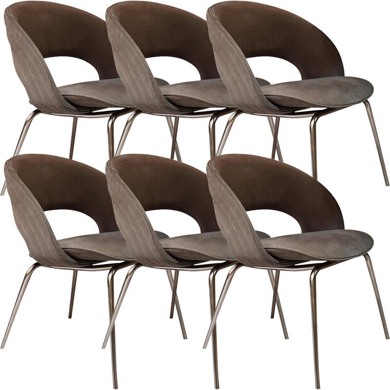 Contemporary Metal and Upholstered Open Back Dining Side Chair