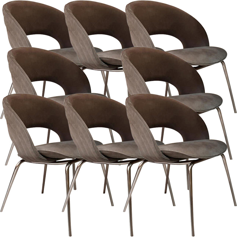 Contemporary Metal and Upholstered Open Back Dining Side Chair
