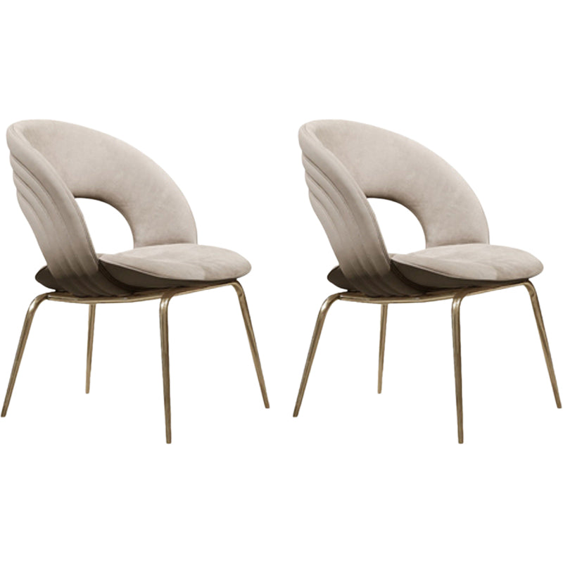Contemporary Metal and Upholstered Open Back Dining Side Chair