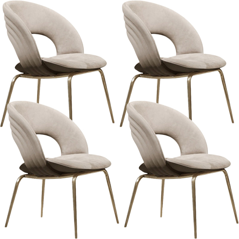 Contemporary Metal and Upholstered Open Back Dining Side Chair