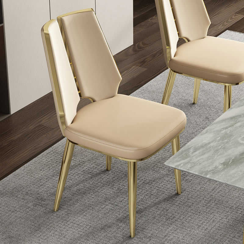 Upholstered and Metal Contemporary Armless Dining and Accent Chairs
