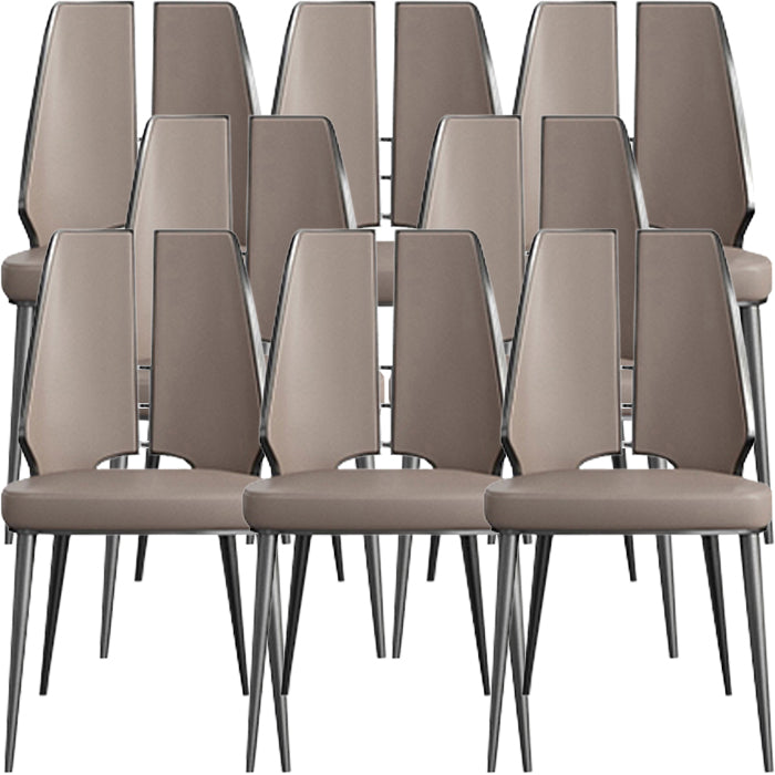 Upholstered and Metal Contemporary Armless Dining and Accent Chairs