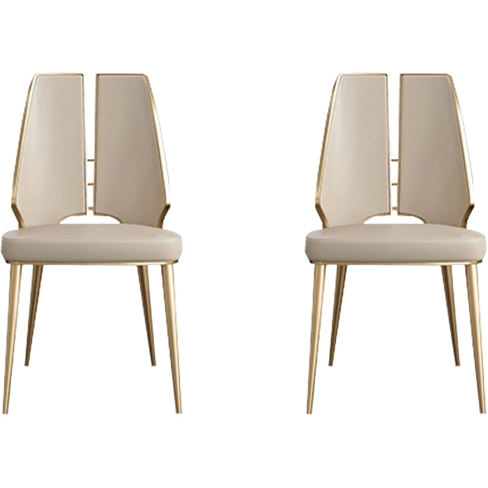 Upholstered and Metal Contemporary Armless Dining and Accent Chairs
