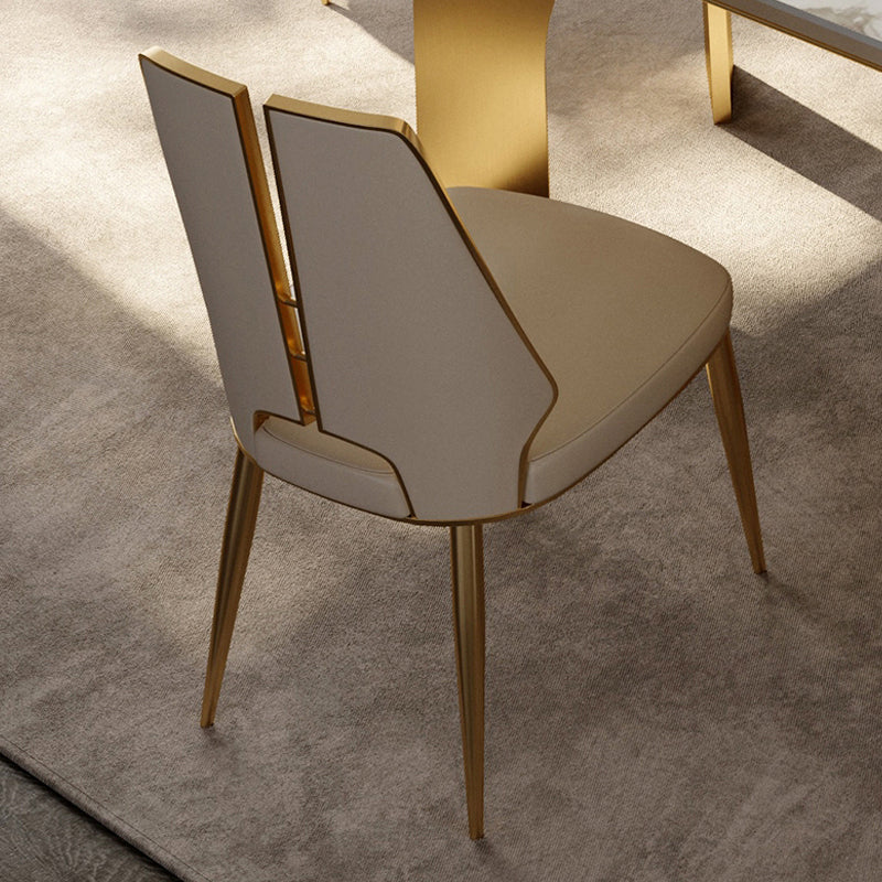 Upholstered and Metal Contemporary Armless Dining and Accent Chairs