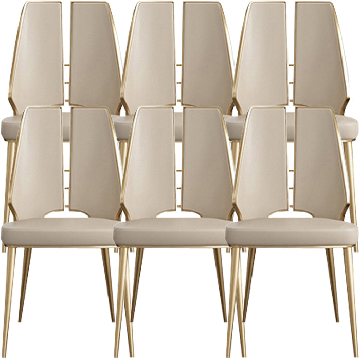Upholstered and Metal Contemporary Armless Dining and Accent Chairs