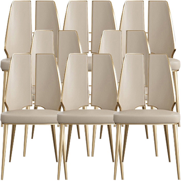 Upholstered and Metal Contemporary Armless Dining and Accent Chairs