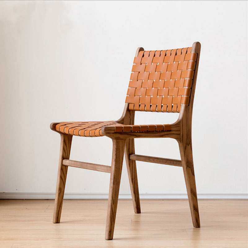 Solid Wood Faux Leather Contemporary Armless Dining Room Chair