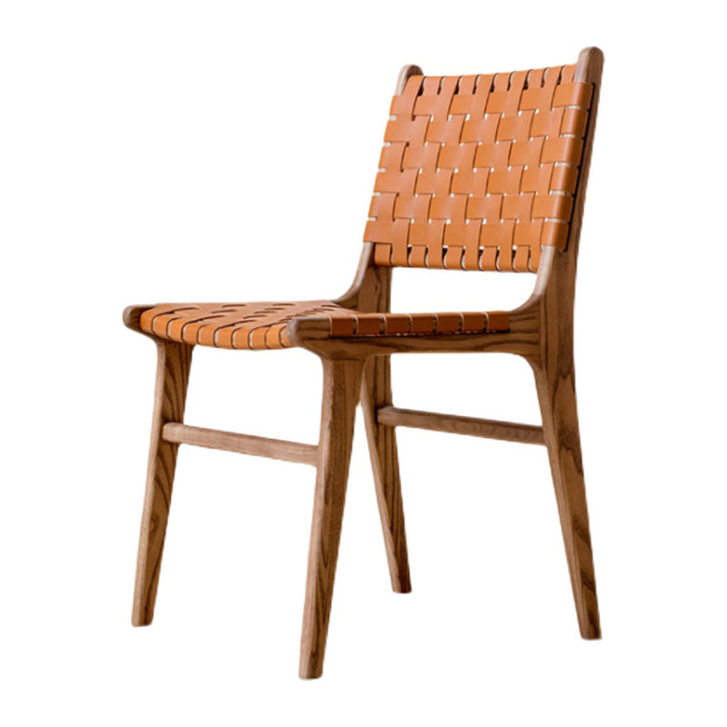 Solid Wood Faux Leather Contemporary Armless Dining Room Chair