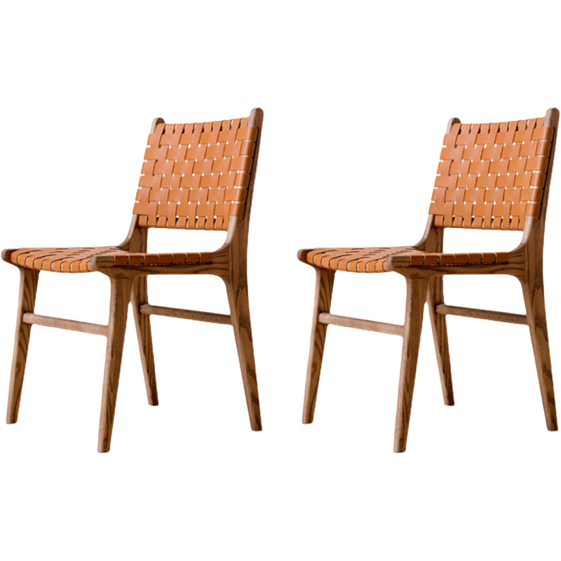 Solid Wood Faux Leather Contemporary Armless Dining Room Chair