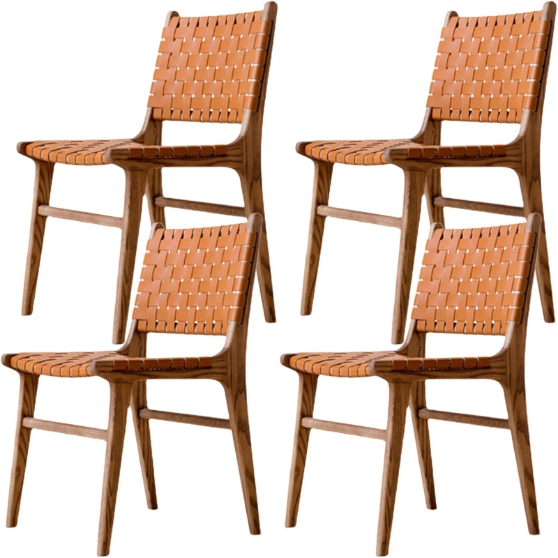 Solid Wood Faux Leather Contemporary Armless Dining Room Chair