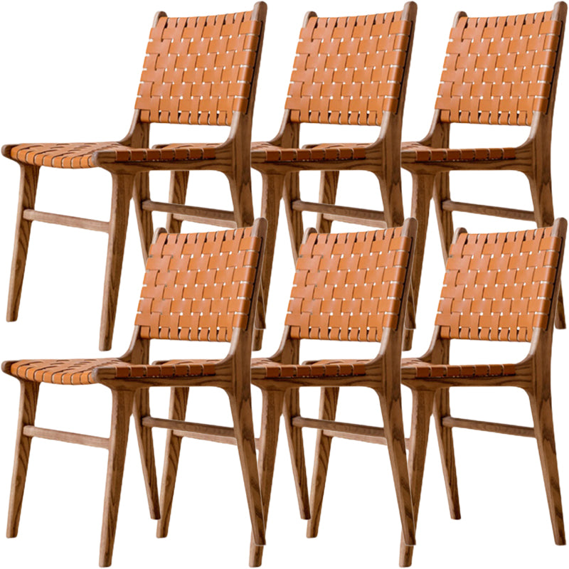 Solid Wood Faux Leather Contemporary Armless Dining Room Chair