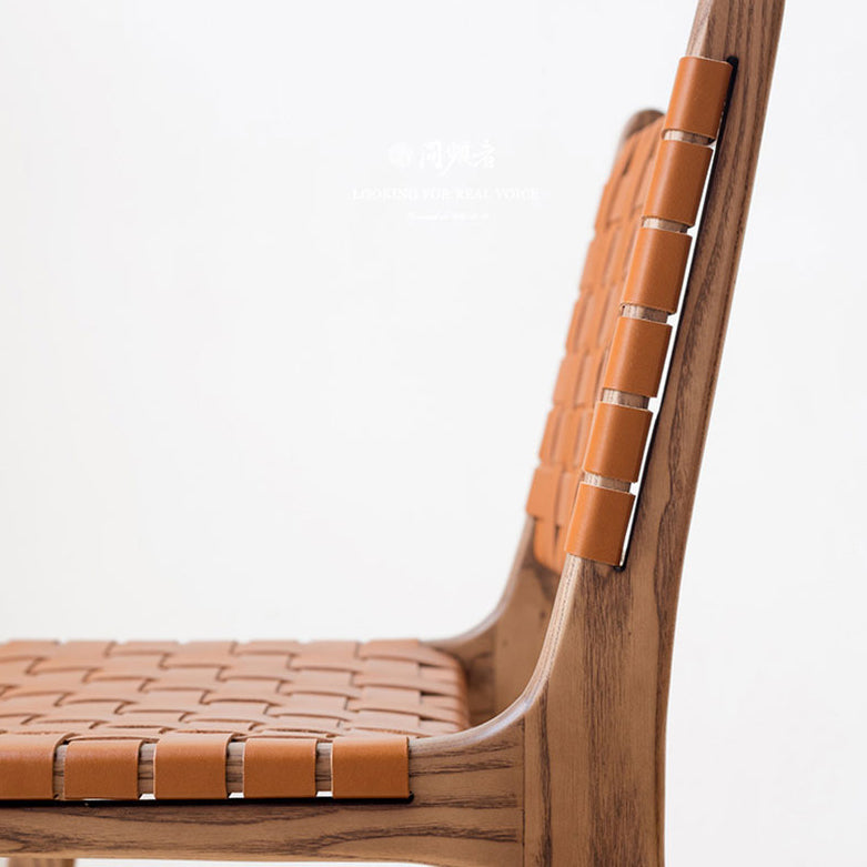 Solid Wood Faux Leather Contemporary Armless Dining Room Chair