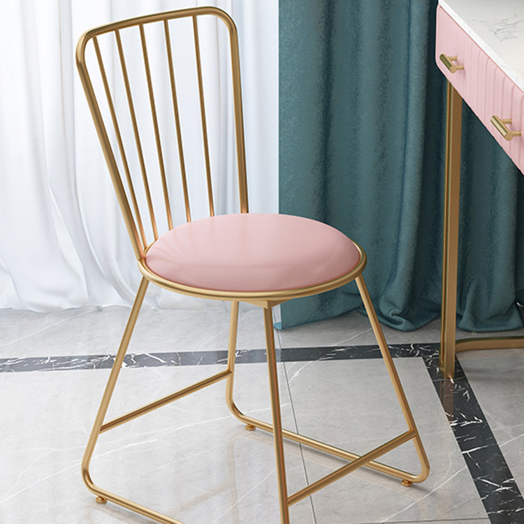 Glam Upholstered Armless Gold Legs Dining Room Side Dining Chair