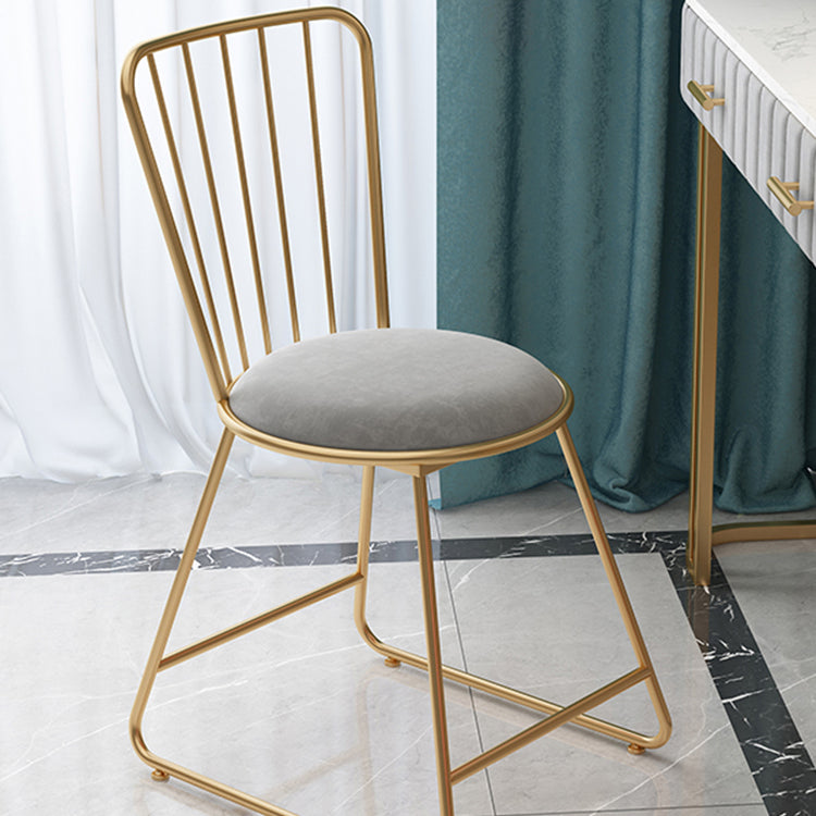 Glam Upholstered Armless Gold Legs Dining Room Side Dining Chair