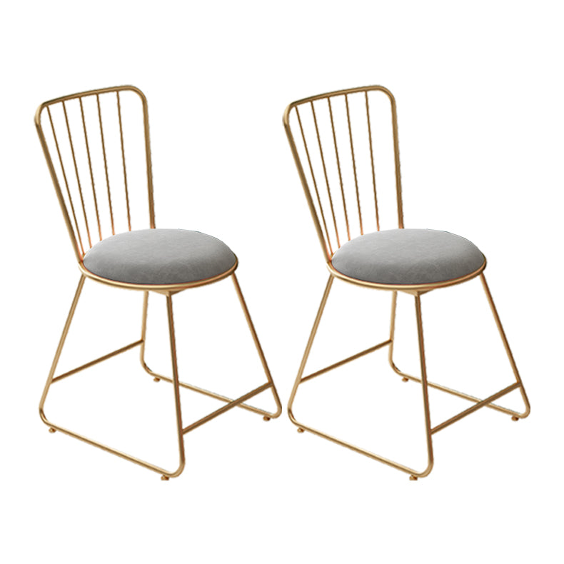 Glam Upholstered Armless Gold Legs Dining Room Side Dining Chair