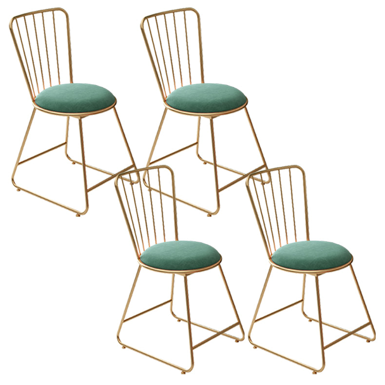 Glam Upholstered Armless Gold Legs Dining Room Side Dining Chair
