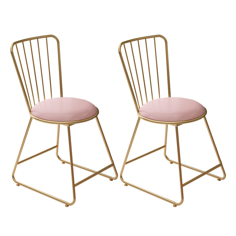 Glam Upholstered Armless Gold Legs Dining Room Side Dining Chair