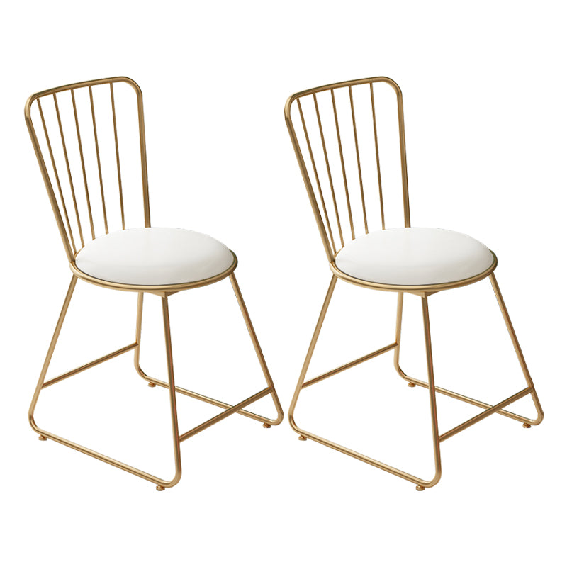 Glam Upholstered Armless Gold Legs Dining Room Side Dining Chair